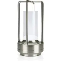 MMOBIEL LED Tafellamp Glazen Dimbaar Oplaadbaar – Draadloze Metalen Tafellamp met Touchbediening, 3 Lichtkleuren, USB-C, 2000mAh Accu voor Binnen & Buiten, Slaapkamer, Restaurant, Patio – Zilver