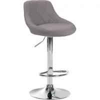 CLP barkruk Lazio, bekleed met stof, in hoogte verstelbaar en 360 graden draaibaar | Kleur: grijs, frame: chroom