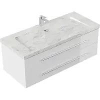 Posseik Badmeubel wastafelmeubel marmer Carrara wit "YAMO 130", wit, glanzend
