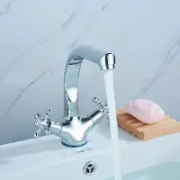 Easybuy Badmengkraan, spoelkraan, wastafelkraan, badkraan, wastafel, keukenmengkraan, mengkraan met twee grepen, keramische ventiel, wastafel