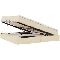 Syfax Opslag bed met matras met opslag Crème 200 x 200 cm Polyester