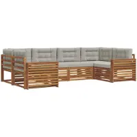 vidaXL Buiten bank set 6 st Natuurlijk en Licht Grijs