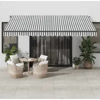 Prolenta Maison Exclusive - Uitschuifbare zonnescherm, antraciet en wit, 450 x 350 cm, polyester