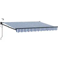 Syfax Elektrisch Uittrekbaar Zonnescherm Blauw en Wit 3,5 x 2,5 m