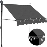 Syfax Luifel handmatig uitschuifbaar met LED 100 cm antracietkleurig