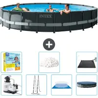 Intex Ronde Ultra XTR Frame Zwembad – 610 x 122 cm – inclusief pomp, ladder, bodemzeil, afdekking, onderhoudspakket, filterballen en zonnepaneel