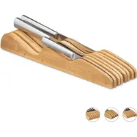 Relaxdays messenblok lade - zonder messen - liggend - bamboe - voor 7 messen - 5 x 9,5 x 40 cm