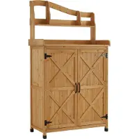 Markenlos Weerbestendige houten tuintafel met plantenbak, geschikt voor tuin en balkon