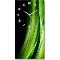 Tulup Wandklok - Groene golven achtergrond Decoratieve Glazen Klok - 30x60 cm - Groente Glazen Wandklok Design - Witte handen - Rechthoekige Klok - Glazen Klok Met Print - Wandklok Glas Met Motief