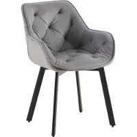 CLP Antigo Eetkamerstoel - Met armleuning - Metalen frame - Velvet - Fluweel/donkergrijs