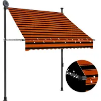 The Living Store Zonwering - Luifel - Luifel handmatig uitschuifbaar met LED 150 cm oranje en bruin - Buitenterras - Balkon - Tuin