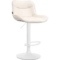 CLP Vonore Barkruk - Met rugleuning - Met voetensteun - Verstelbaar - Metalen frame - Kunstleer - wit/creme