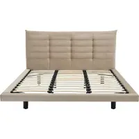 Vente-unique Bedframe stof beige 140 x 190 cm NISATIO