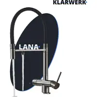 KLARWERK Lana | Uittrekbare mengkraan in grijs-zwart | RVS waterkraan voor osmosewater, keuken. | Mengkraan - 360 graden draaibaar | Filter met 3 aansluitingen