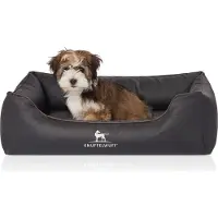 Knuffelwuff orthopedisch hondenbed Madison van laser-gewatteerd kunstleer M-L 85 x 63cm zwart