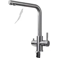 OEM DQOK Keukenmengkraan, model met dubbele hendel, geborsteld roestvrij staal, artikelnummer ssd001, aansluiting G1/2