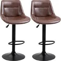 HOMCOM barkruk - kunstleer - staal - 46,5L x 50B x 88-108H cm - bruin