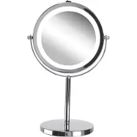 Beliani Make-up spiegels, Cosmeticaspiegel zilver met LED verlichting ø 20 cm VERDUN