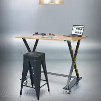 Datona Industriële werktafel 120 cm en werkplaatskruk - Zwart