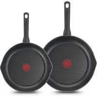 Tefal Day by Day Koekenpannenset - 24/28cm - Niet geschikt voor Inductie - Anti-aanbaklaag - Schenktuiten - Aluminium - Zwart