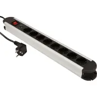 ETT Vrijstaande Stekkerdoos - 8 Stopcontacten - Aan/uit knop - Verdeelstekker met 1.4 meter kabel- Aluminium