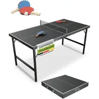 Juskys – Flexi Mini Tafeltennisplaat – 152 x 71 x 71 cm – Voorzien Van Inklapbare Kofferfunctie En Complete Accessoireset – Voor Binnen En Buiten – Zilver Staal En MDF