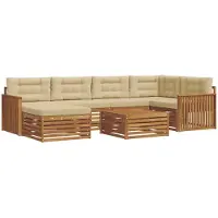 vidaXL Buiten bank set 7 st Natuurlijk en Beige