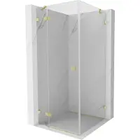 Mexen Lunar draaideur douchecabine links 90 x 90 , transparant, geborsteld goud - 834-090-090-55-00-L
