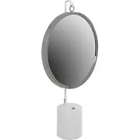 Padiro spiegel voor op tafel, 41 x 75 x 14 cm - wit en zilverkleurig - staal en spiegelglas - ronde spiegel op voet