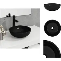 vidaXL Wastafel van gehard glas, 35x12 cm, zwart - Wastafel voor de badkamer