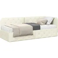 vidaXL Hoek Bed Frame Crème 80 x 200 cm Fluweel