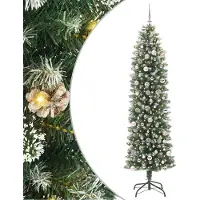 Syfax Kunstmatige slanke kerstboom met 300 LED Groen en Wit 240 cm