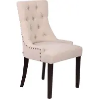 CLP Essstoel Aberdeen, bekleed met stof, met een frame van rubberhout en een zithoogte van 50 cm, in de kleur crème. Het frame is antiek afgewerkt