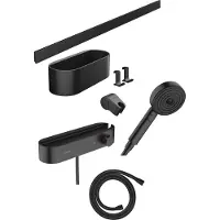 Hansgrohe Bundelset Handdouche WallStoris Thermostaat Glijstang en Opbergset Mat Zwart