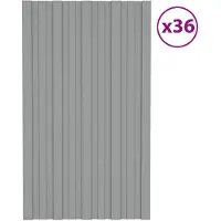 vidaXL Dakpaneel 36 st Grijs 80 x 45 cm Verzinkt staal