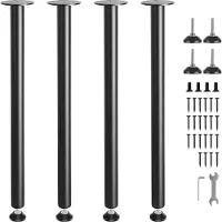 Vevor Set van 4 tafelpoten Tafellopers 762 mm hoog 110 mm montageplaat Carbonstaal matzwarte poedercoating Draagvermogen van 544 kg Ideaal voor keukentafels Woonkamerconsoles Studiotafels