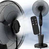 Aktivshop Ventilator staand met Waternevel, Statiefventilator met Afstandsbediening en Mist, Water Fan, Zwart