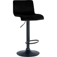 CLP Barkruk Hover - met rugleuning - verstelbaar - draaibar - metalen frame - fluweel - zwart/zwart