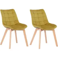 CLP Passaic Set van 2 Eetkamerstoelen - Fluweel geel