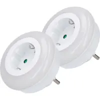 Grundig LED Nachtlamp met lichtsensor - 2x - 230v - kinderkamer - met extra stopcontact - energiebesparend - Nachtlampje