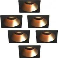 LEDVION – 6x LED Inbouwspot Rond 81x81mm – Zwart – Dimbaar – Kantelbaar – GU10 – 2700K – 3W – IP20