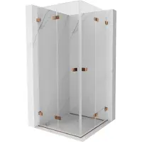 Mexen Lunar-F Duo vouwbare douchecabine 80 x 80 , transparant, rosegoud - 836-080L-080P-60-00