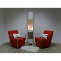 SRM Design Ethanol & Gelkamin, model Hightower XL, wit, met opbergruimte voor hout