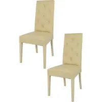 STOCK LINE t m c s Tommychairs - Set van 2 moderne stoelen CHANTAL, geschikt voor keuken en eetkamer. Robuuste constructie van gelakt beuken hout, kleur zand. Bekleed en bekleed met kunstleer, kleur zand