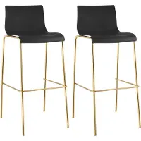 CLP Barstoelen set van 2, model Hover, van goudkleurig kunststof, met een vierpotig onderstel, zithoogte 75 cm