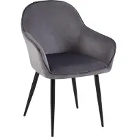 CLP Boise Eetkamerstoel - Met armleuning - Metalen frame - Velvet - Fluweel - donkergrijs