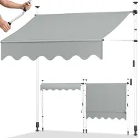 Tillvex Klemluifel, 300 cm, lichtgrijs, met handslinger, voor balkon, balkonluifel zonder boren, luifel uv-bestendig en in hoogte verstelbaar, zonwering, waterdicht
