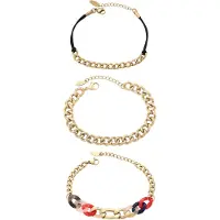 Faina Armband donkerblauw / goud / rood / zwart