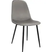 CLP Maryam Eetkamerstoel - klassiek - met rugleuning - zwart metalen frame - belastbaar tot 150 kg - Fluweel/licht grijs