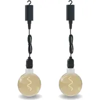 Calex Hanglamp voor buiten - 2 Stuks - Pendel Buitenverlichting op batterij - Goud - Filament Lichtbron - Zwart - Sierlamp - Decoratief - 4 lumen Zachte lichtoutput
